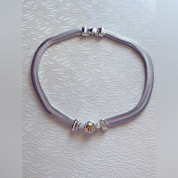 Dior Jewelry - Christian Dior vintage silver amber gem choker